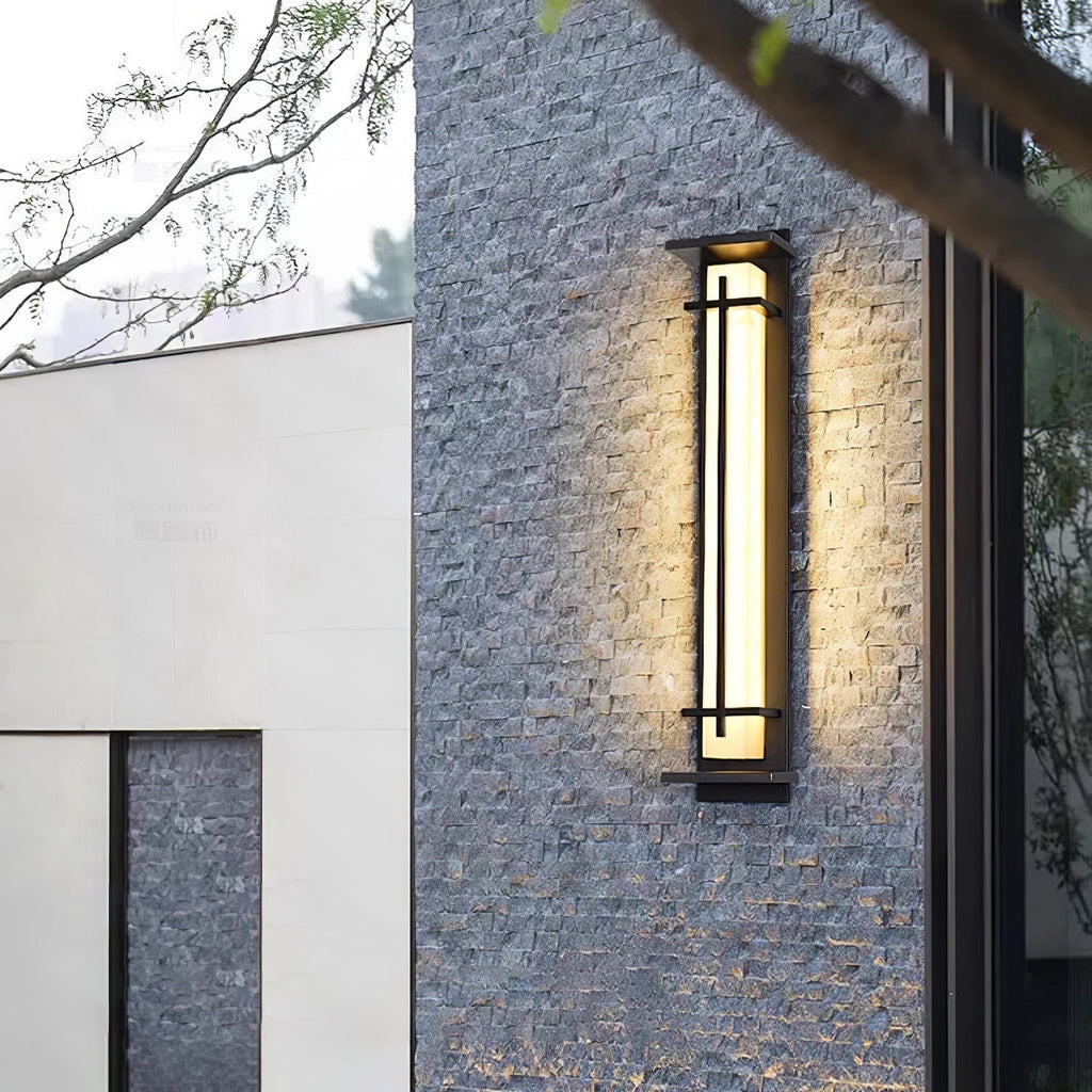 Outdoor LED Wall Light Alabaster Style Stainless Steel Exterior Lamp