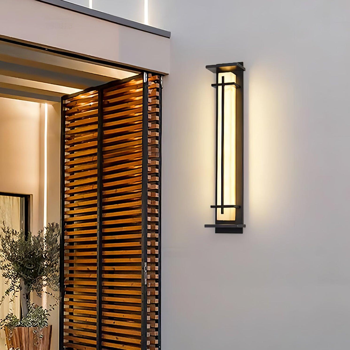 Outdoor LED Wall Light Alabaster Style Stainless Steel Exterior Lamp