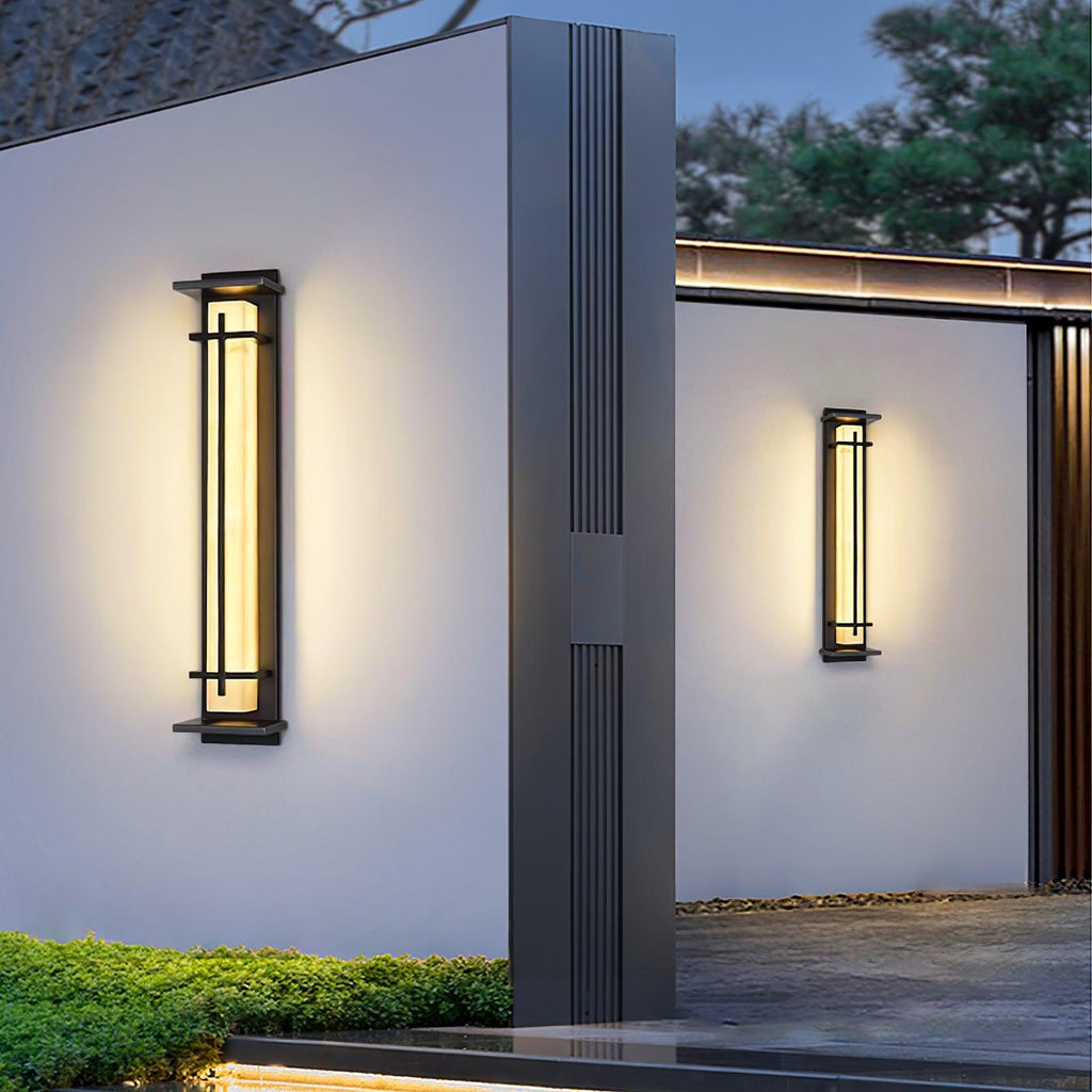 Outdoor LED Wall Light Alabaster Style Stainless Steel Exterior Lamp