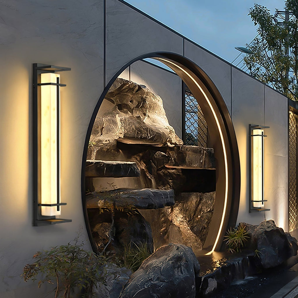 Outdoor LED Wall Light Alabaster Style Stainless Steel Exterior Lamp