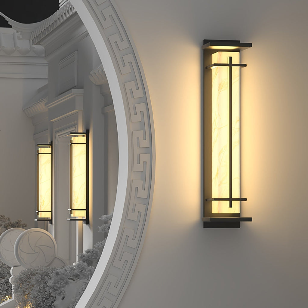 Outdoor LED Wall Light Alabaster Style Stainless Steel Exterior Lamp