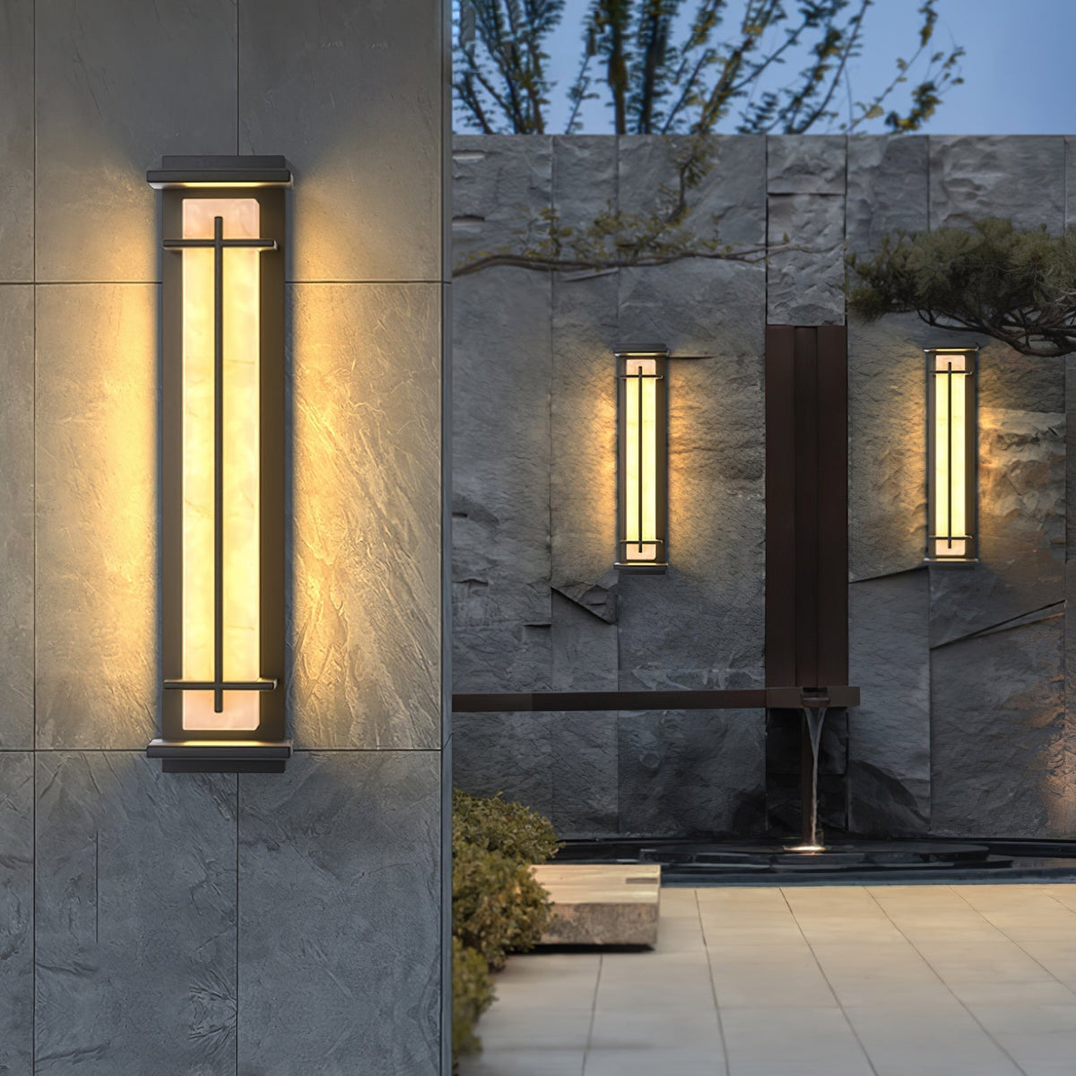 Outdoor LED Wall Light Alabaster Style Stainless Steel Exterior Lamp