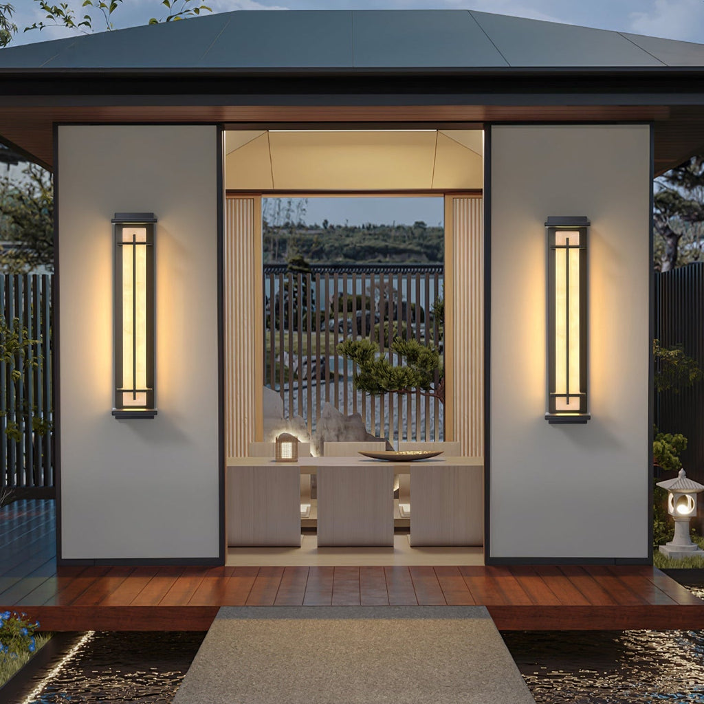 Outdoor LED Wall Light Alabaster Style Stainless Steel Exterior Lamp