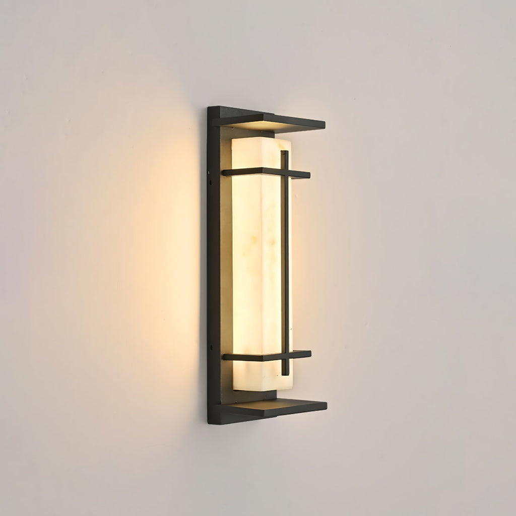 Outdoor LED Wall Light Alabaster Style Stainless Steel Exterior Lamp