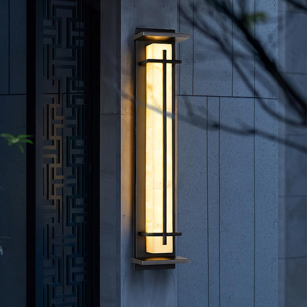 Outdoor LED Wall Light Alabaster Style Stainless Steel Exterior Lamp