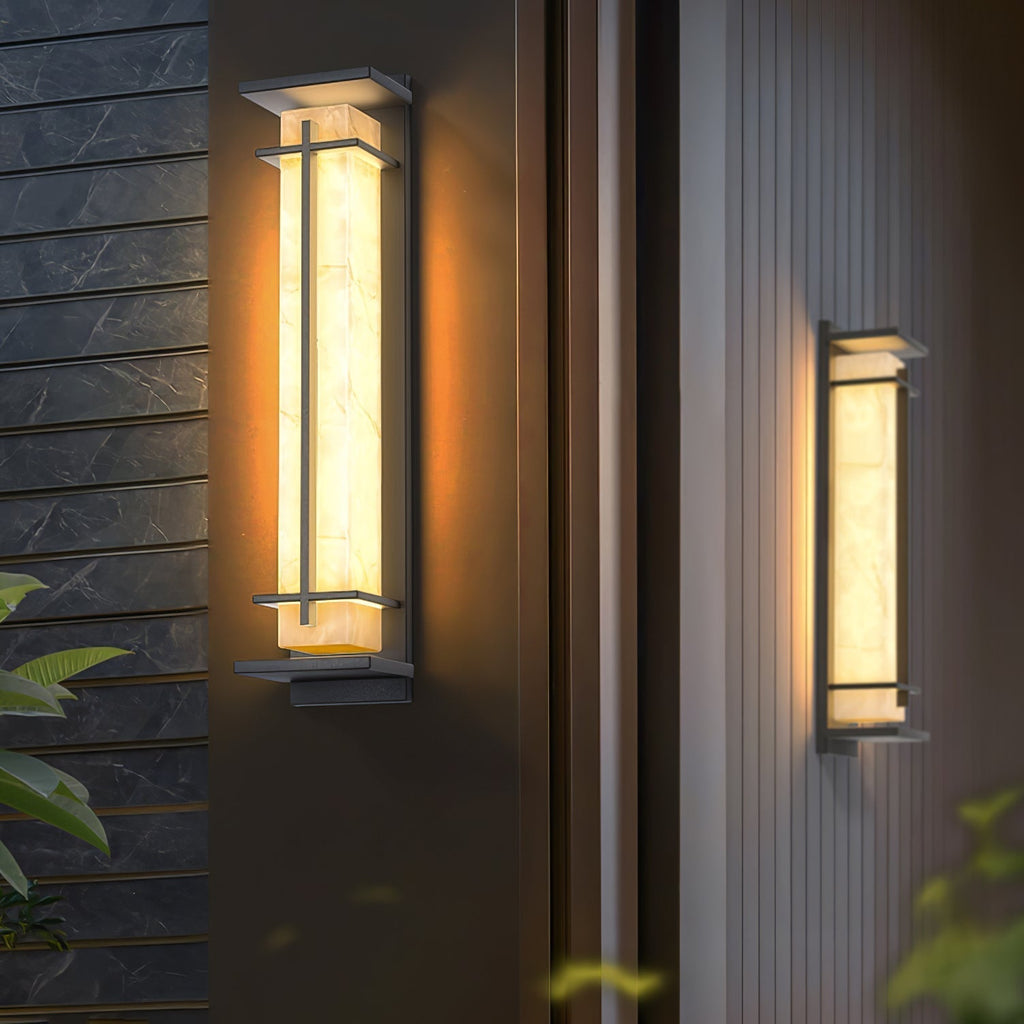 Outdoor LED Wall Light Alabaster Style Stainless Steel Exterior Lamp