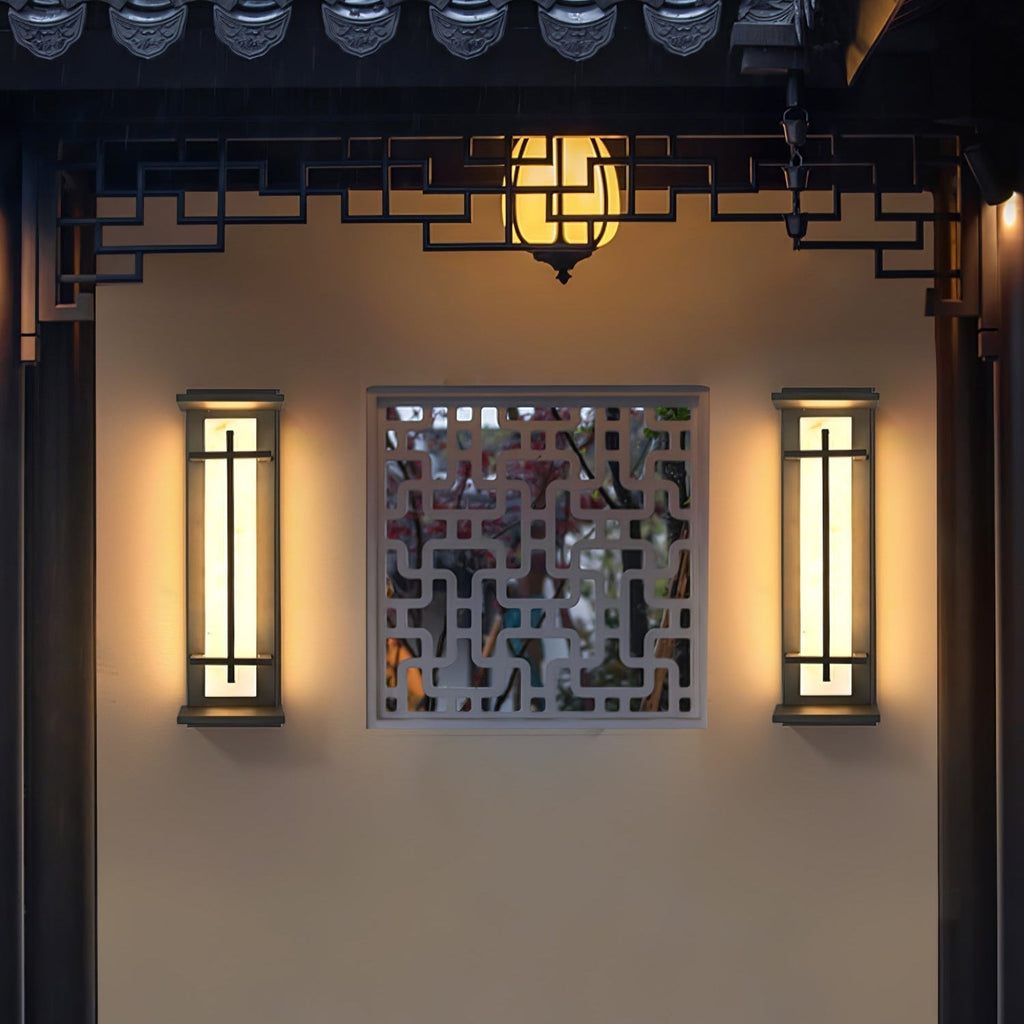 Outdoor LED Wall Light Alabaster Style Stainless Steel Exterior Lamp