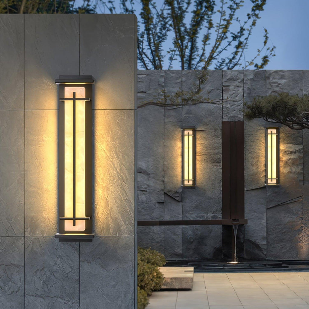 Outdoor LED Wall Light Alabaster Style Stainless Steel Exterior Lamp