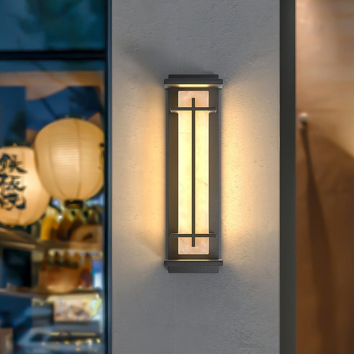 Outdoor LED Wall Light Alabaster Style Stainless Steel Exterior Lamp