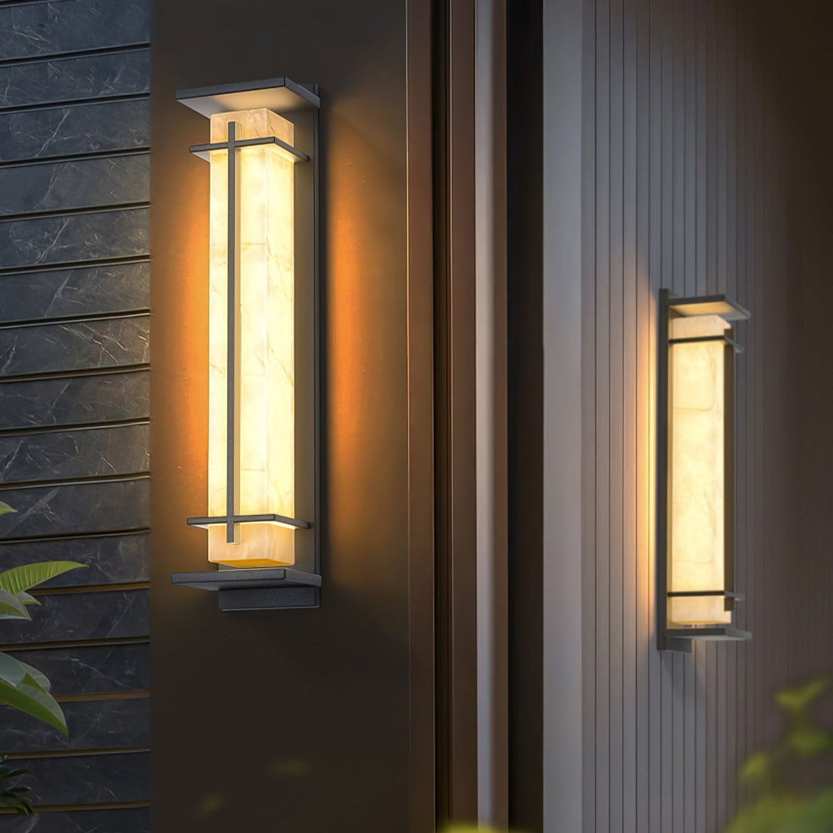 Outdoor LED Wall Light Alabaster Style Stainless Steel Exterior Lamp