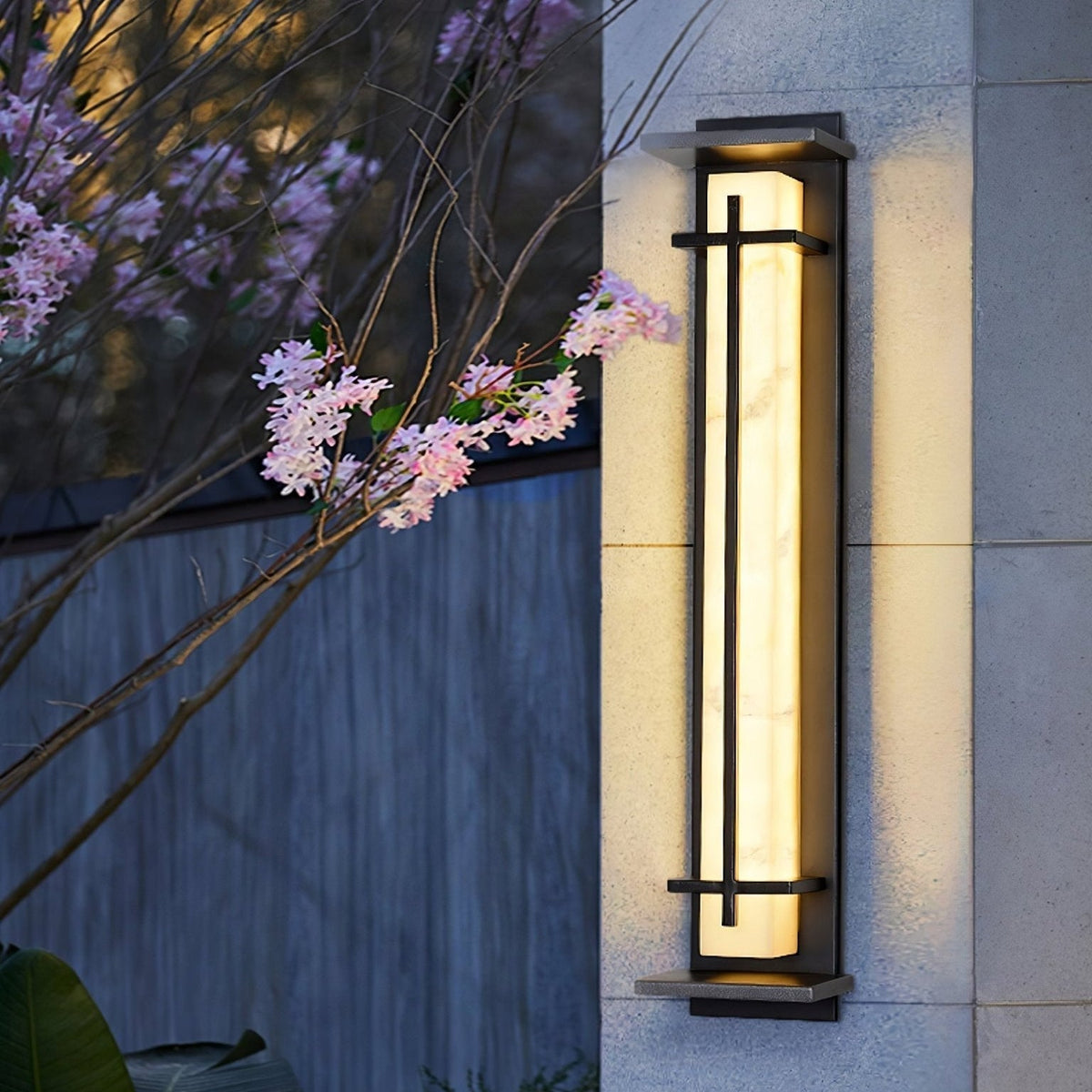 Outdoor LED Wall Light Alabaster Style Stainless Steel Exterior Lamp