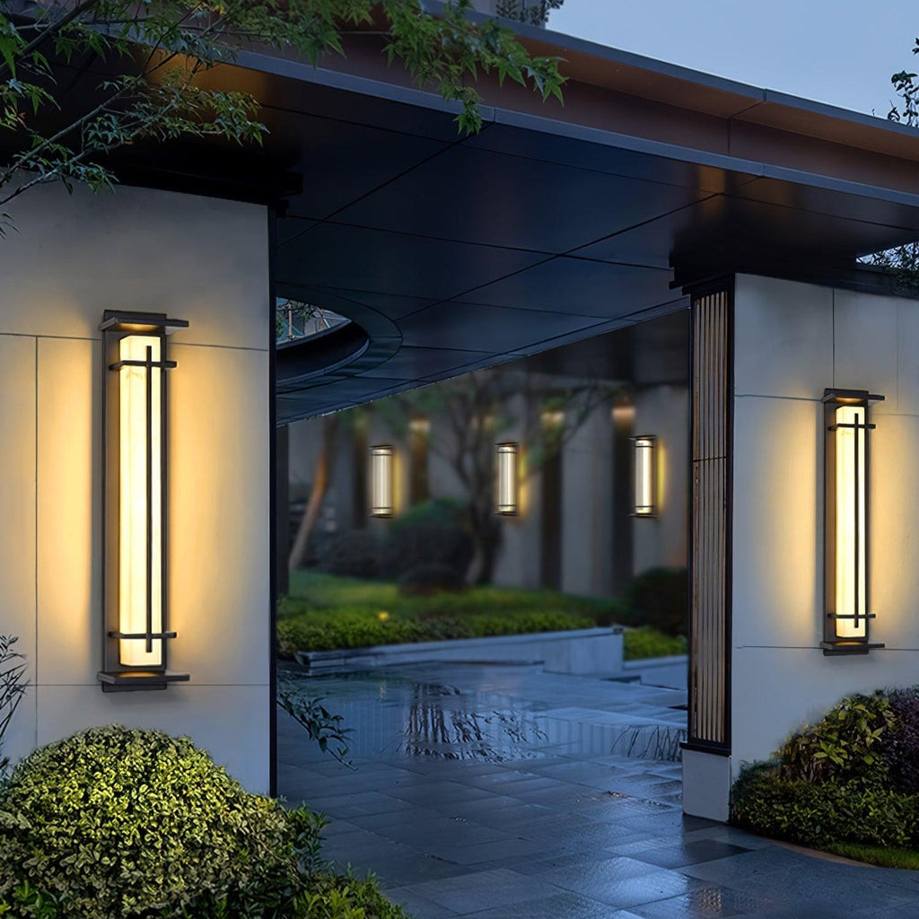 Outdoor LED Wall Light Alabaster Style Stainless Steel Exterior Lamp