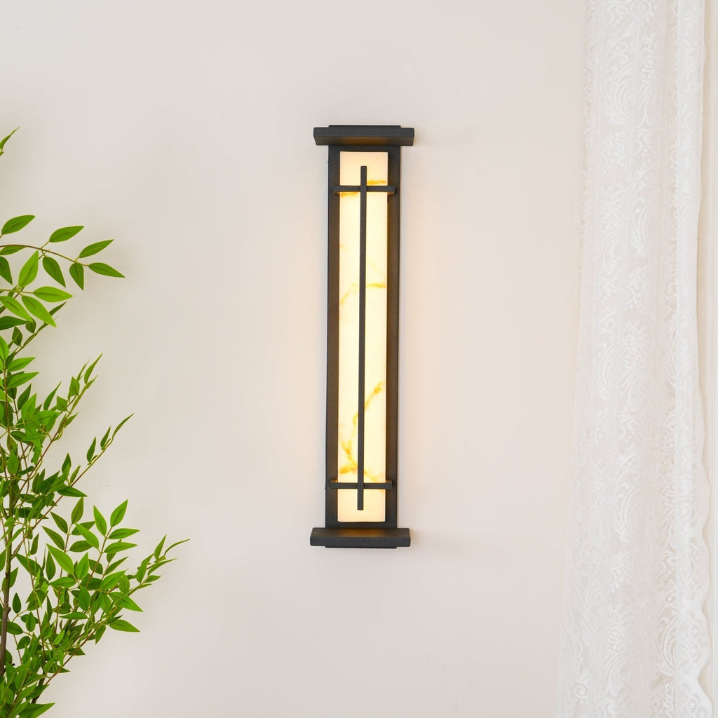 Outdoor LED Wall Light Alabaster Style Stainless Steel Exterior Lamp