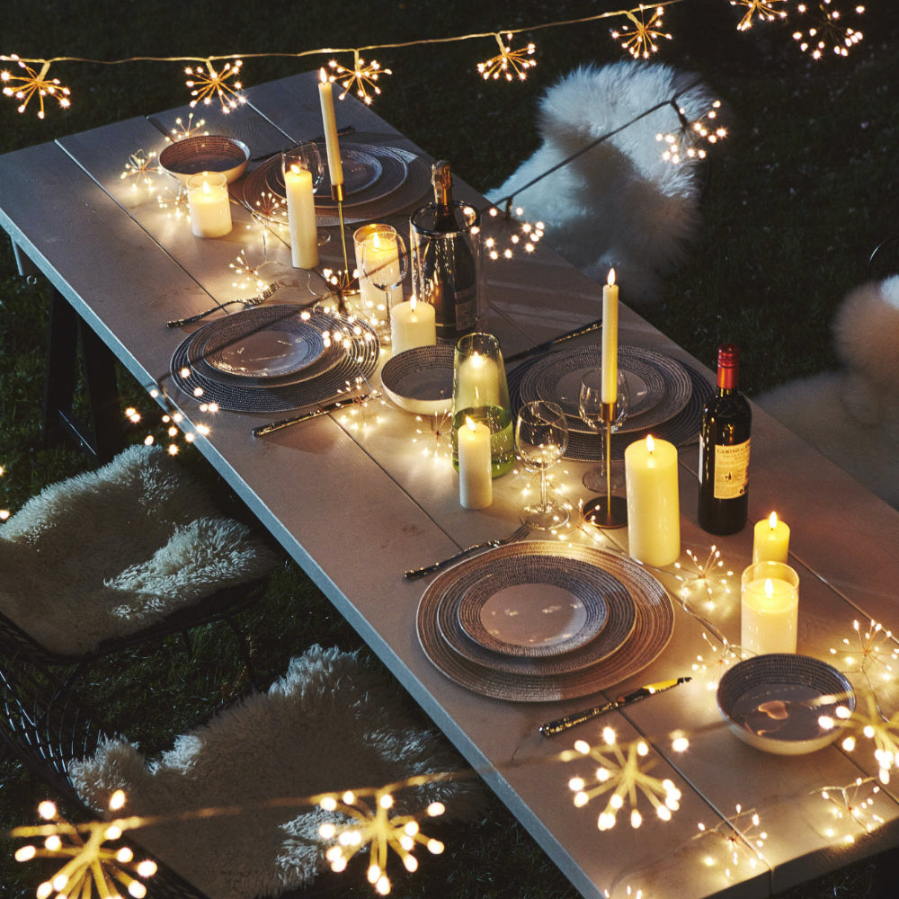 Copper Starburst LED String Lights for Indoor and Covered Outdoor Decor