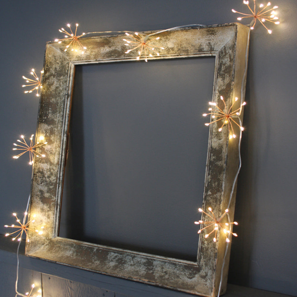Copper Starburst LED String Lights for Indoor and Covered Outdoor Decor