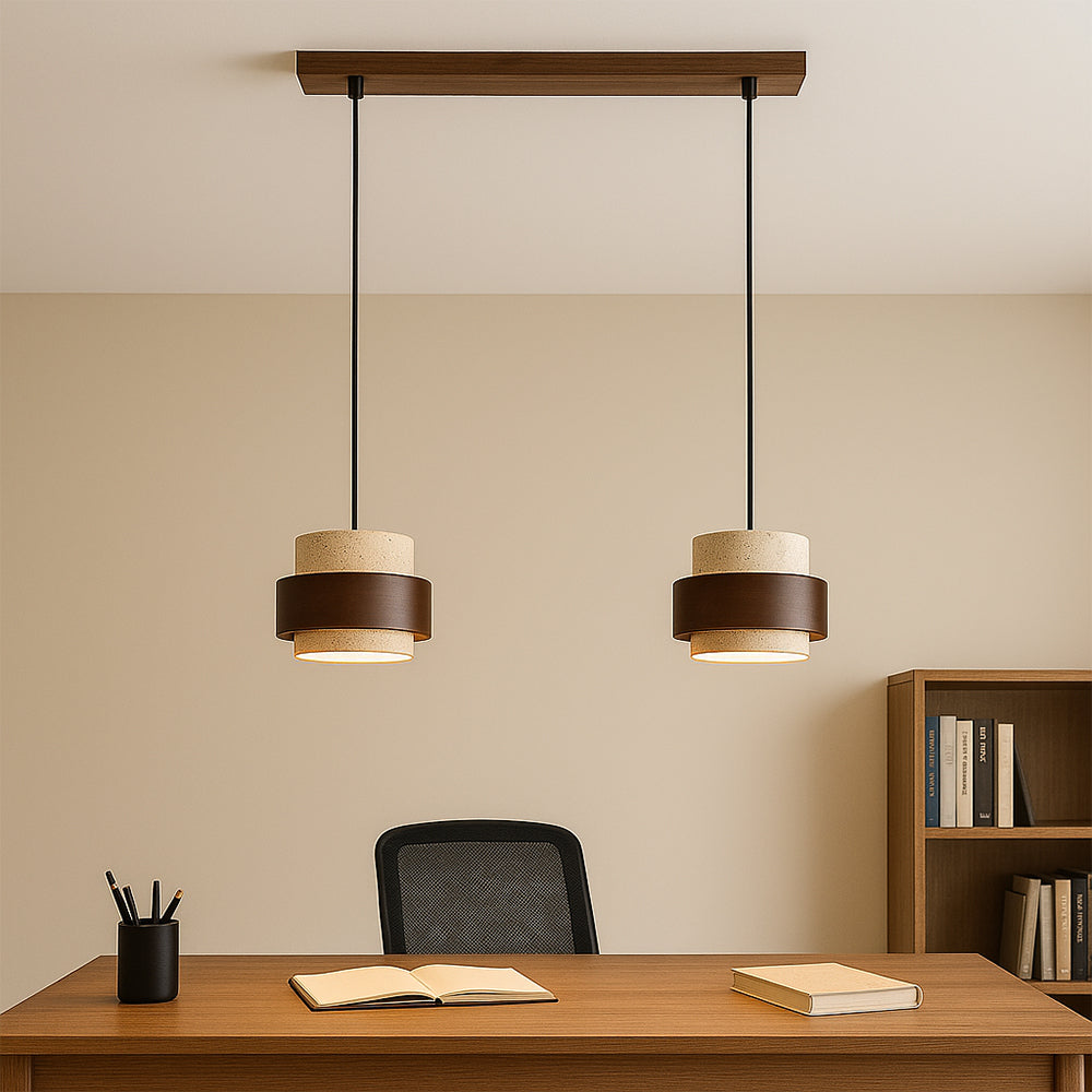 Stone Barrel Pendant Lamp With Focused Directional Lighting