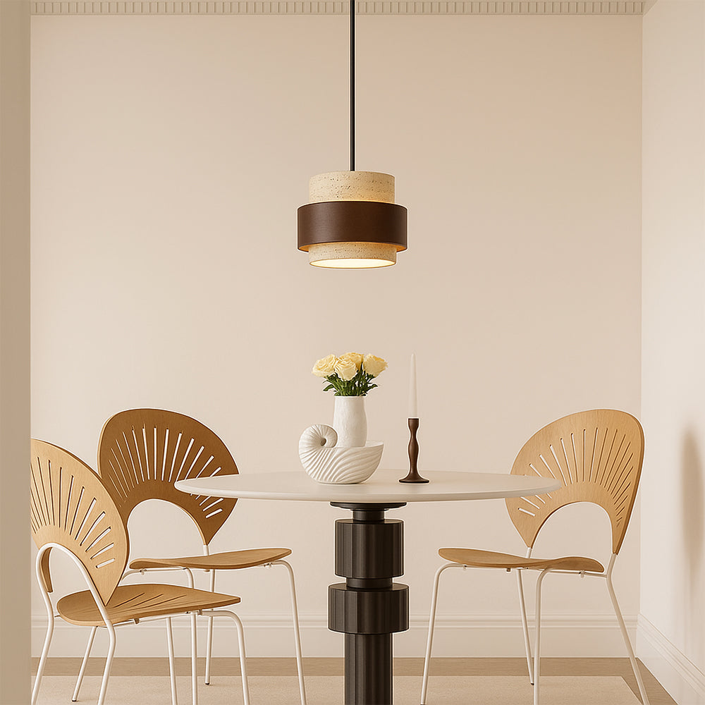 Stone Barrel Pendant Lamp With Focused Directional Lighting