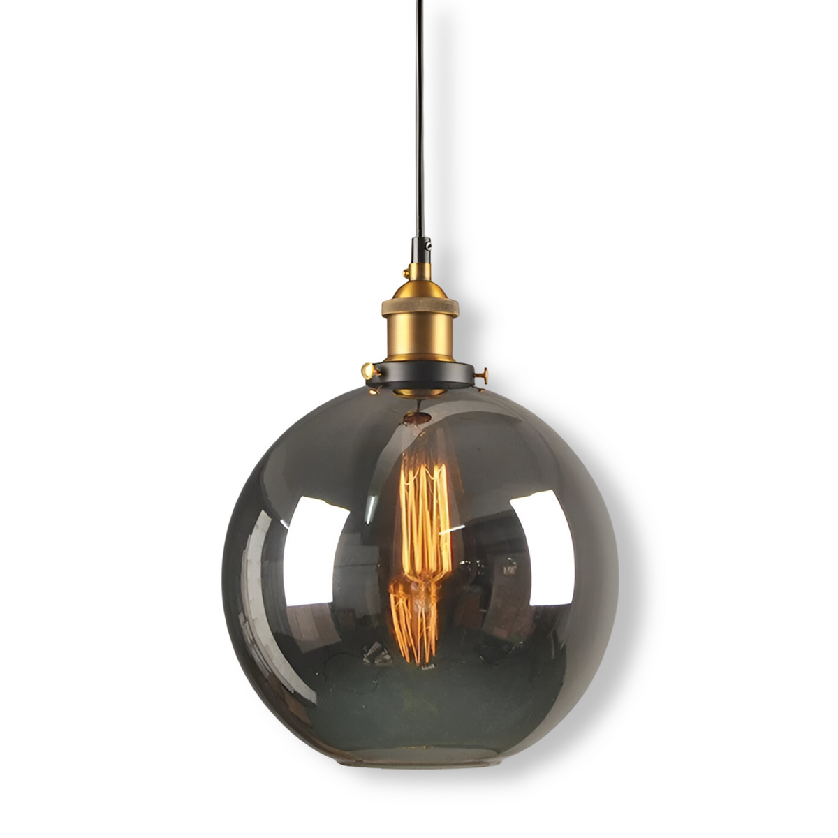 Tinted Glass Hanging Pendant Light With Brass Ceiling Fitting