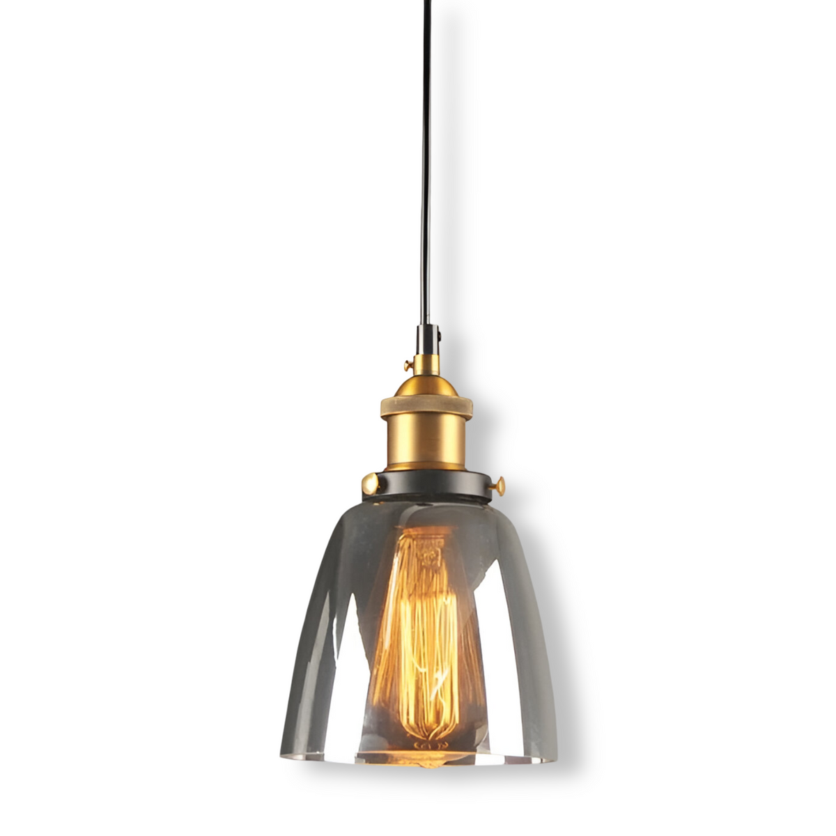 Tinted Glass Hanging Pendant Light With Brass Ceiling Fitting