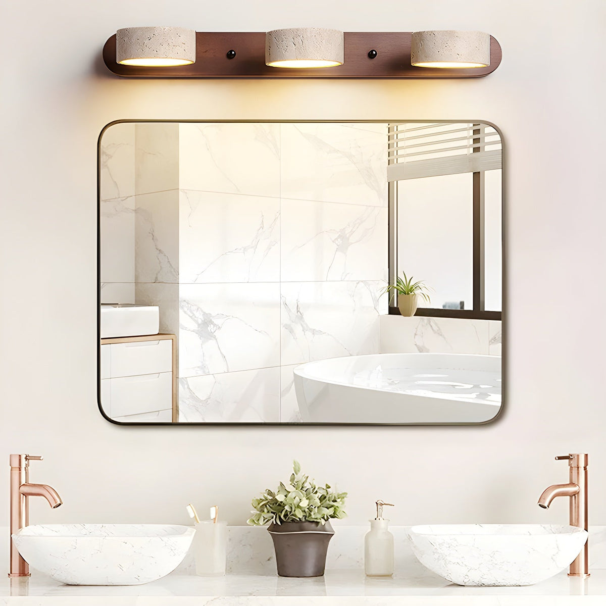 Modern Travertine Duo Wall Light for Bathroom, Hallway, or Bedroom