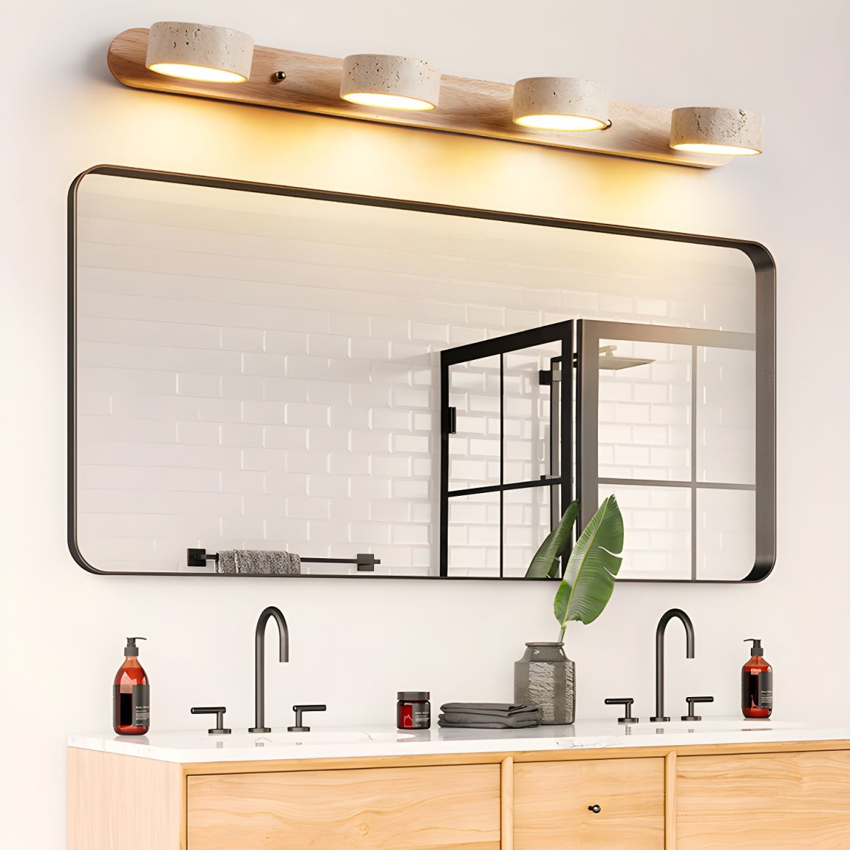 Modern Travertine Duo Wall Light for Bathroom, Hallway, or Bedroom