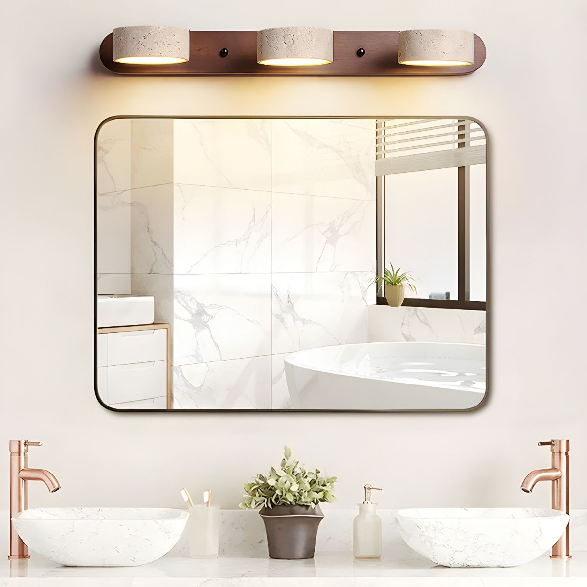 Modern Travertine Duo Wall Light for Bathroom, Hallway, or Bedroom
