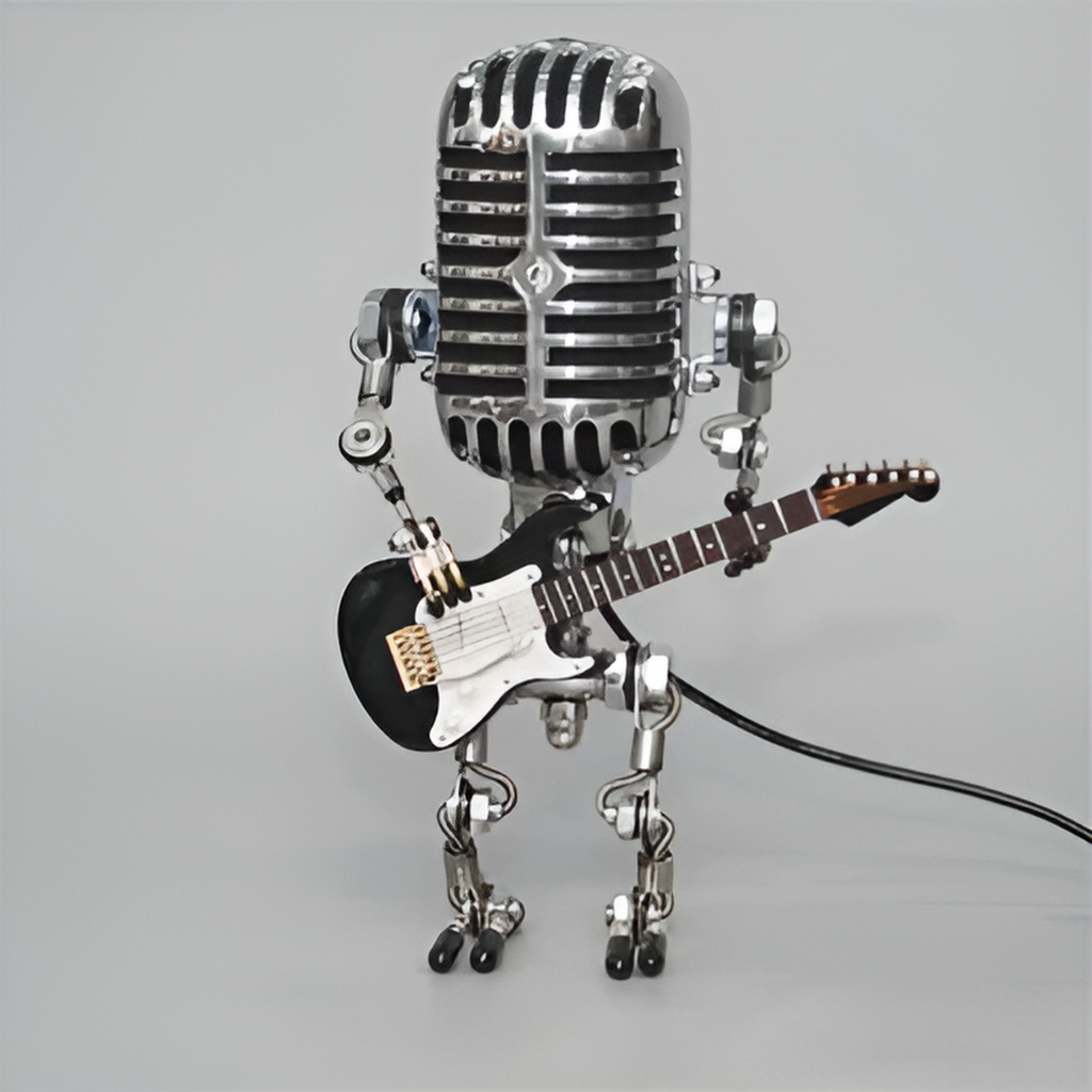 Robot Table Lamp With Microphone Head And Guitar Design