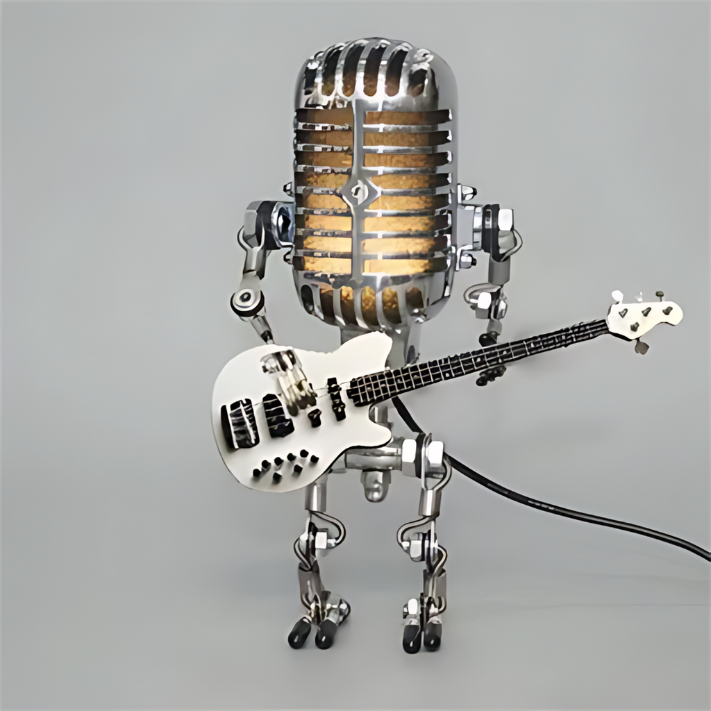 Robot Table Lamp With Microphone Head And Guitar Design