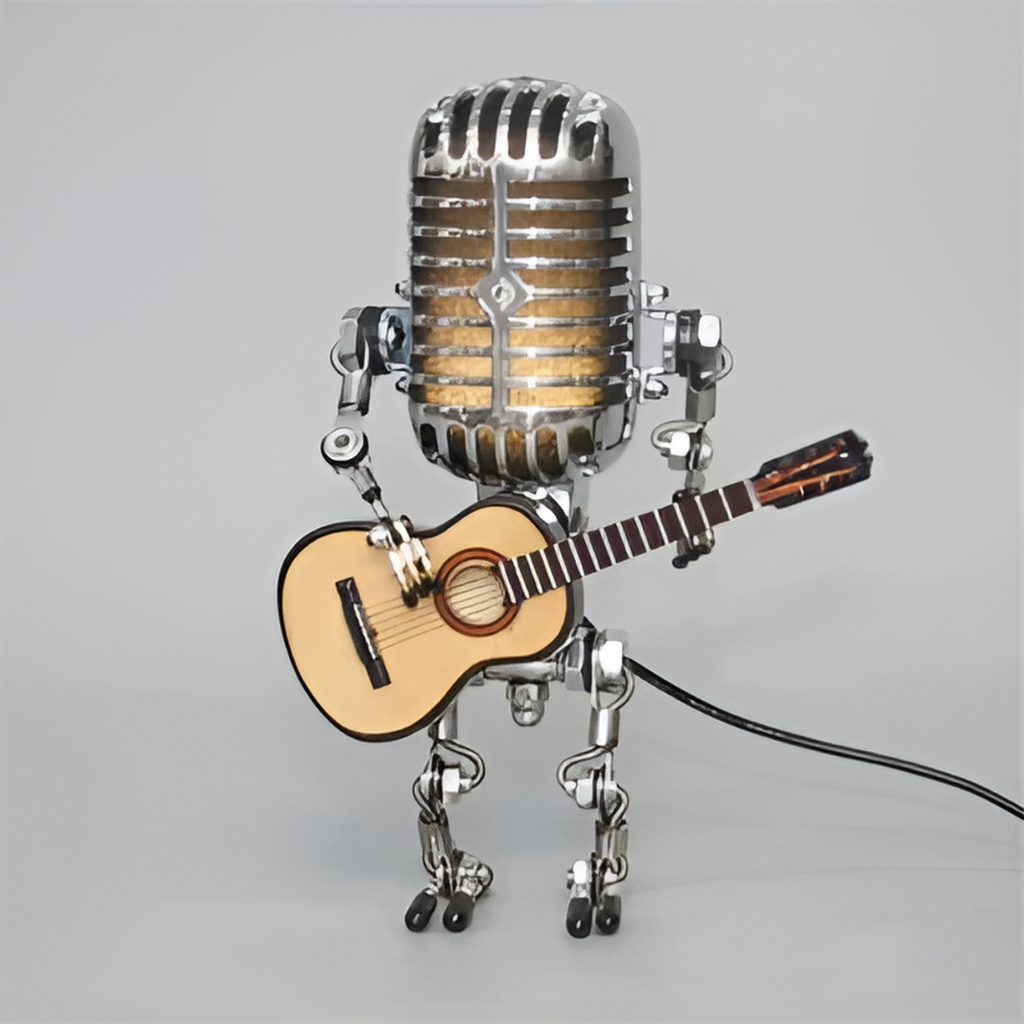 Robot Table Lamp With Microphone Head And Guitar Design