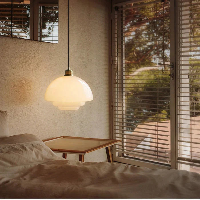 Vintage Milky Glass Pendant Light Fixture for Kitchen Dining Hallway
