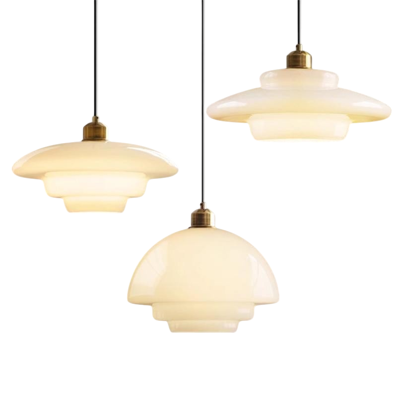 Vintage Milky Glass Pendant Light Fixture for Kitchen Dining Hallway