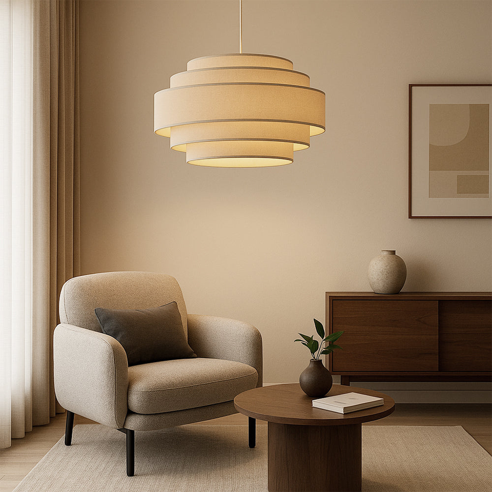 Wabi Sabi Tiered Fabric Pendant Lamp for Soft Ambient Lighting