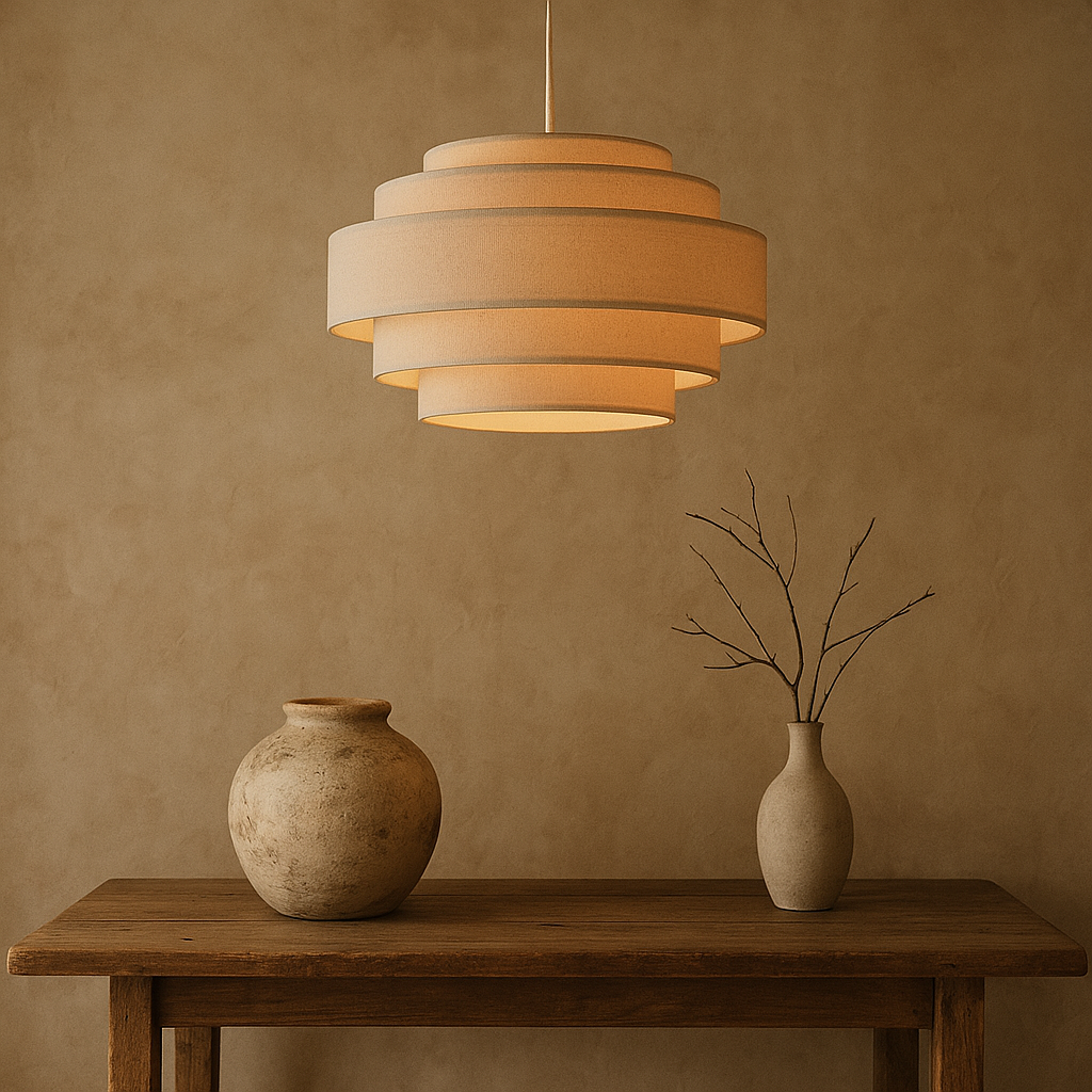 Wabi Sabi Tiered Fabric Pendant Lamp for Soft Ambient Lighting
