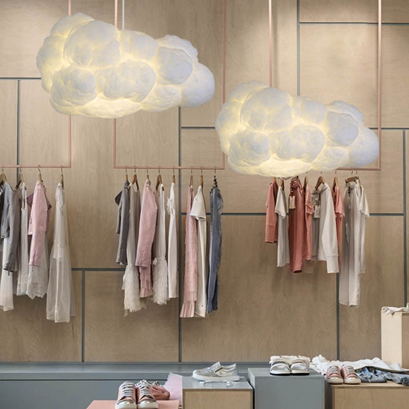 Cloud Shaped Textile Pendant Ceiling Light With Diffused Illumination