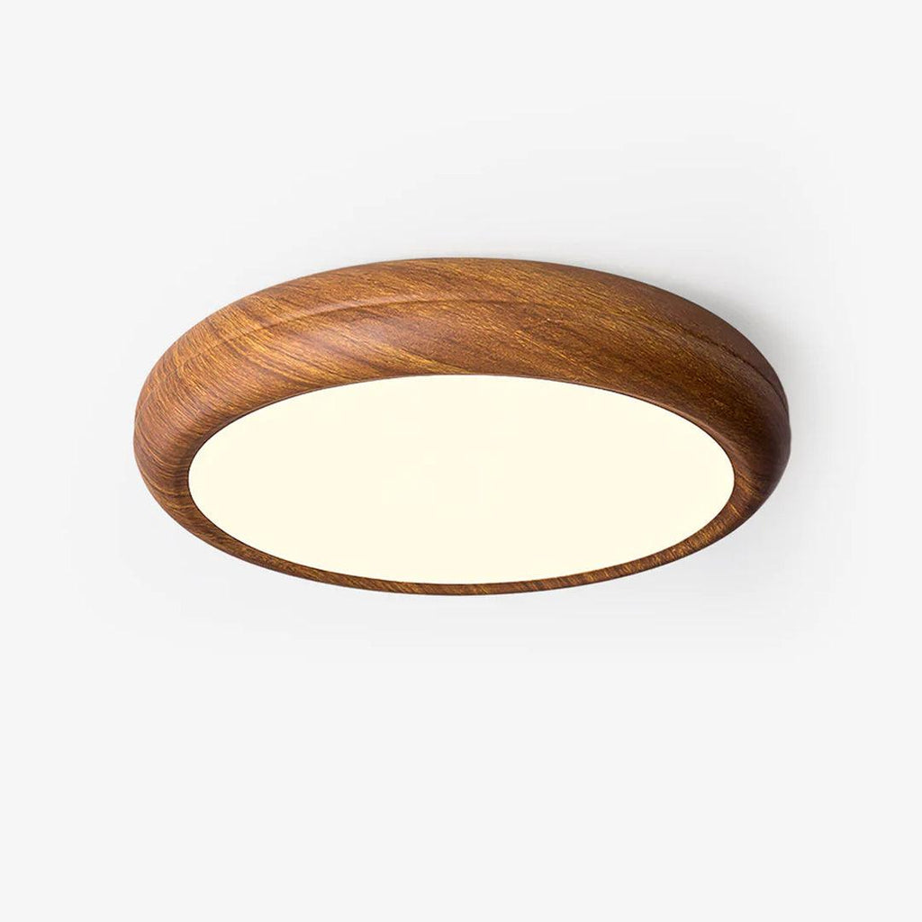 Woodgrain Round Flush Mount Ceiling Light With Acrylic Diffuser