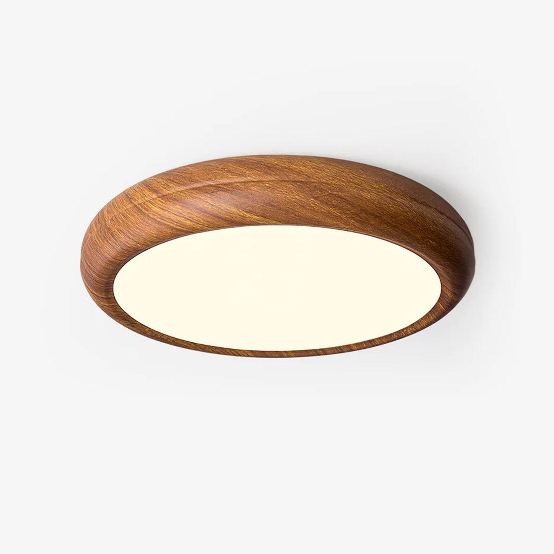 Woodgrain Round Flush Mount Ceiling Light With Acrylic Diffuser