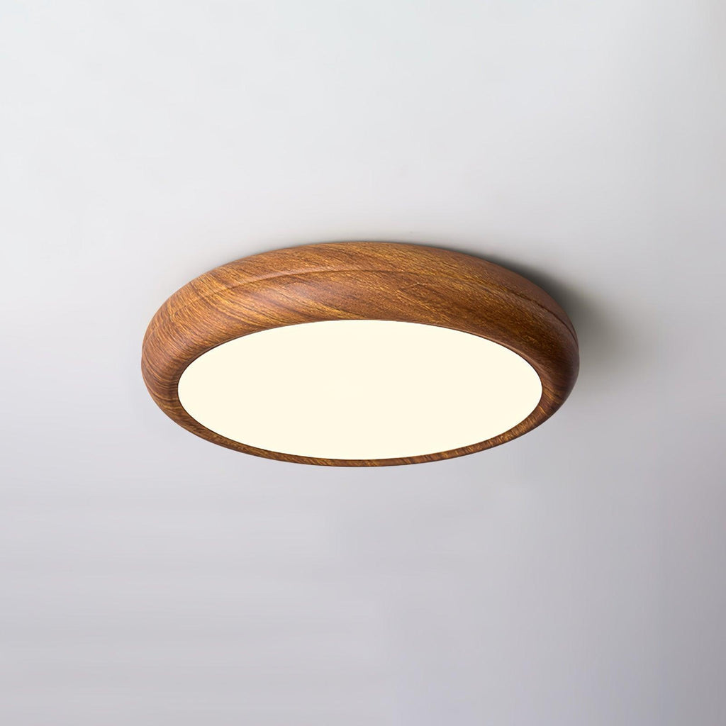 Woodgrain Round Flush Mount Ceiling Light With Acrylic Diffuser