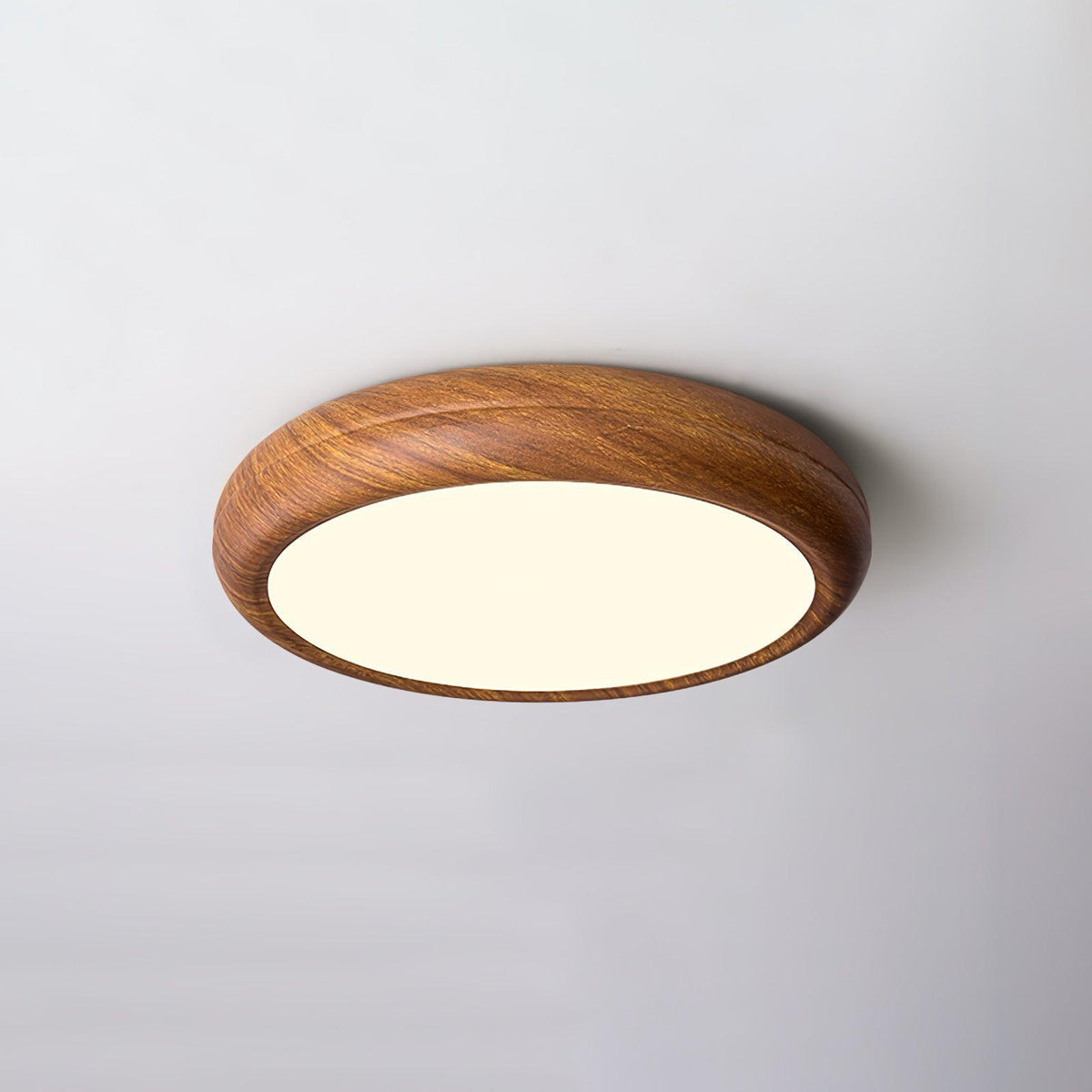 Woodgrain Round Flush Mount Ceiling Light With Acrylic Diffuser