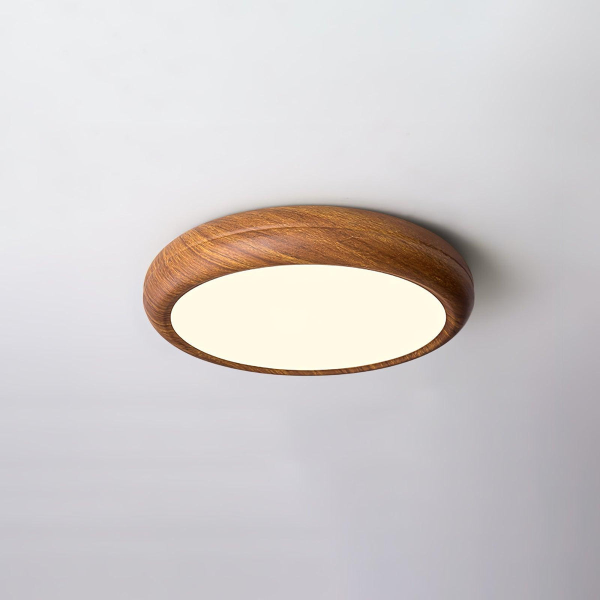 Woodgrain Round Flush Mount Ceiling Light With Acrylic Diffuser