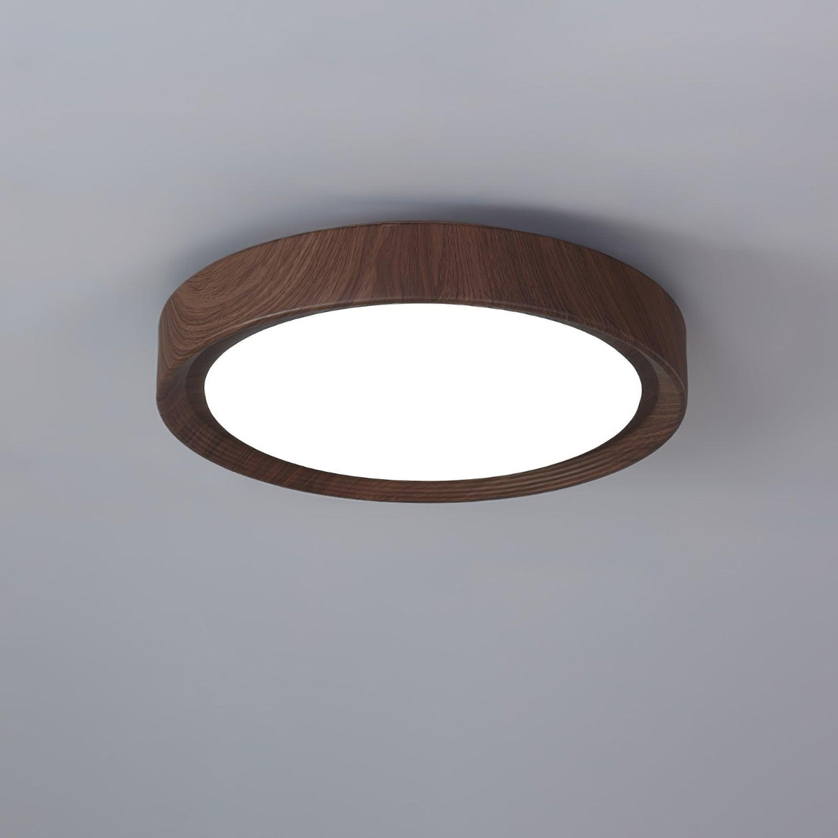 Woodgrain Round Flush Mount Ceiling Light With Acrylic Diffuser
