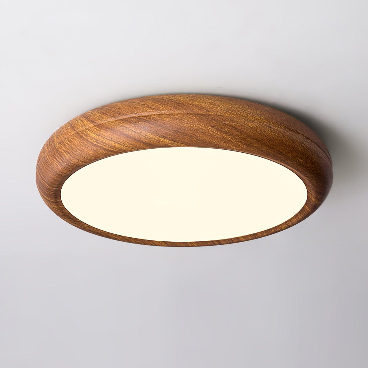 Woodgrain Round Flush Mount Ceiling Light With Acrylic Diffuser