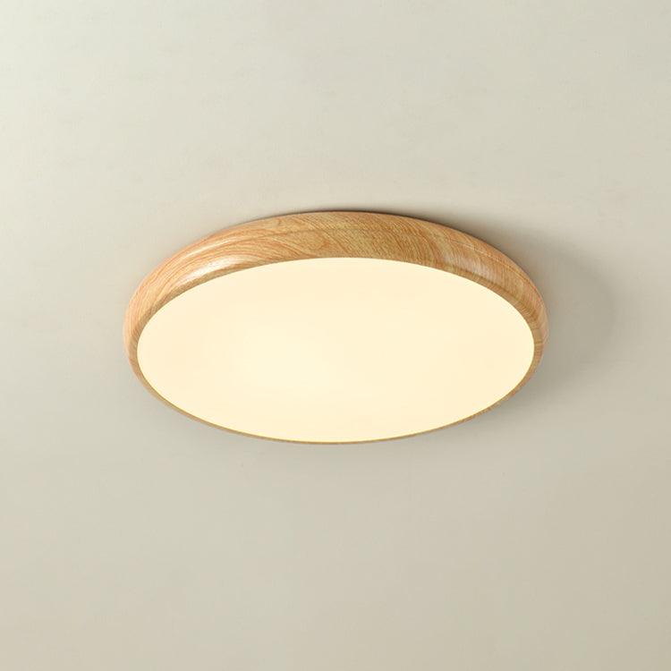 Woodgrain Round Flush Mount Ceiling Light With Acrylic Diffuser