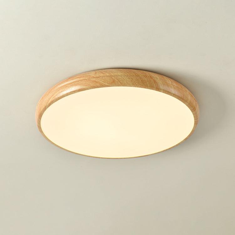 Woodgrain Round Flush Mount Ceiling Light With Acrylic Diffuser
