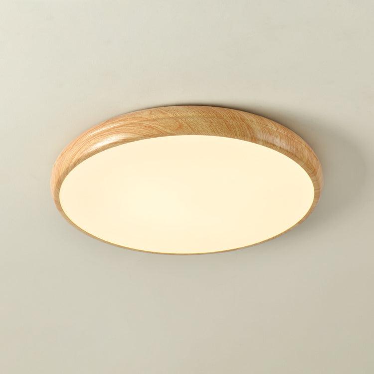 Woodgrain Round Flush Mount Ceiling Light With Acrylic Diffuser