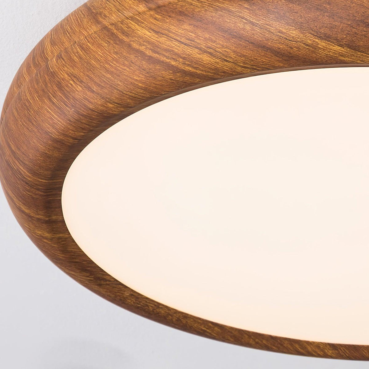 Woodgrain Round Flush Mount Ceiling Light With Acrylic Diffuser