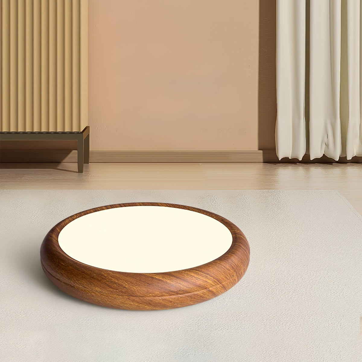 Woodgrain Round Flush Mount Ceiling Light With Acrylic Diffuser