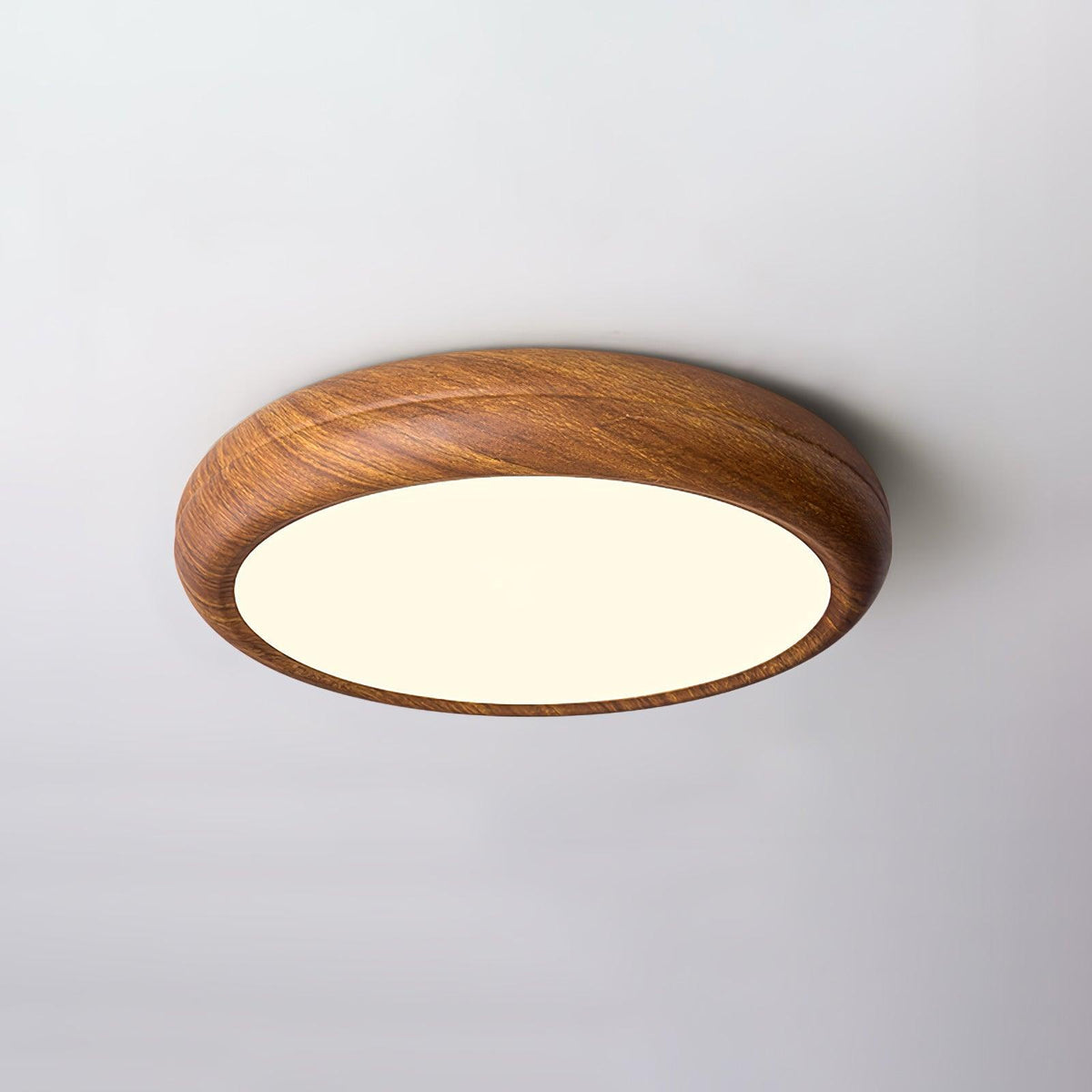 Woodgrain Round Flush Mount Ceiling Light With Acrylic Diffuser
