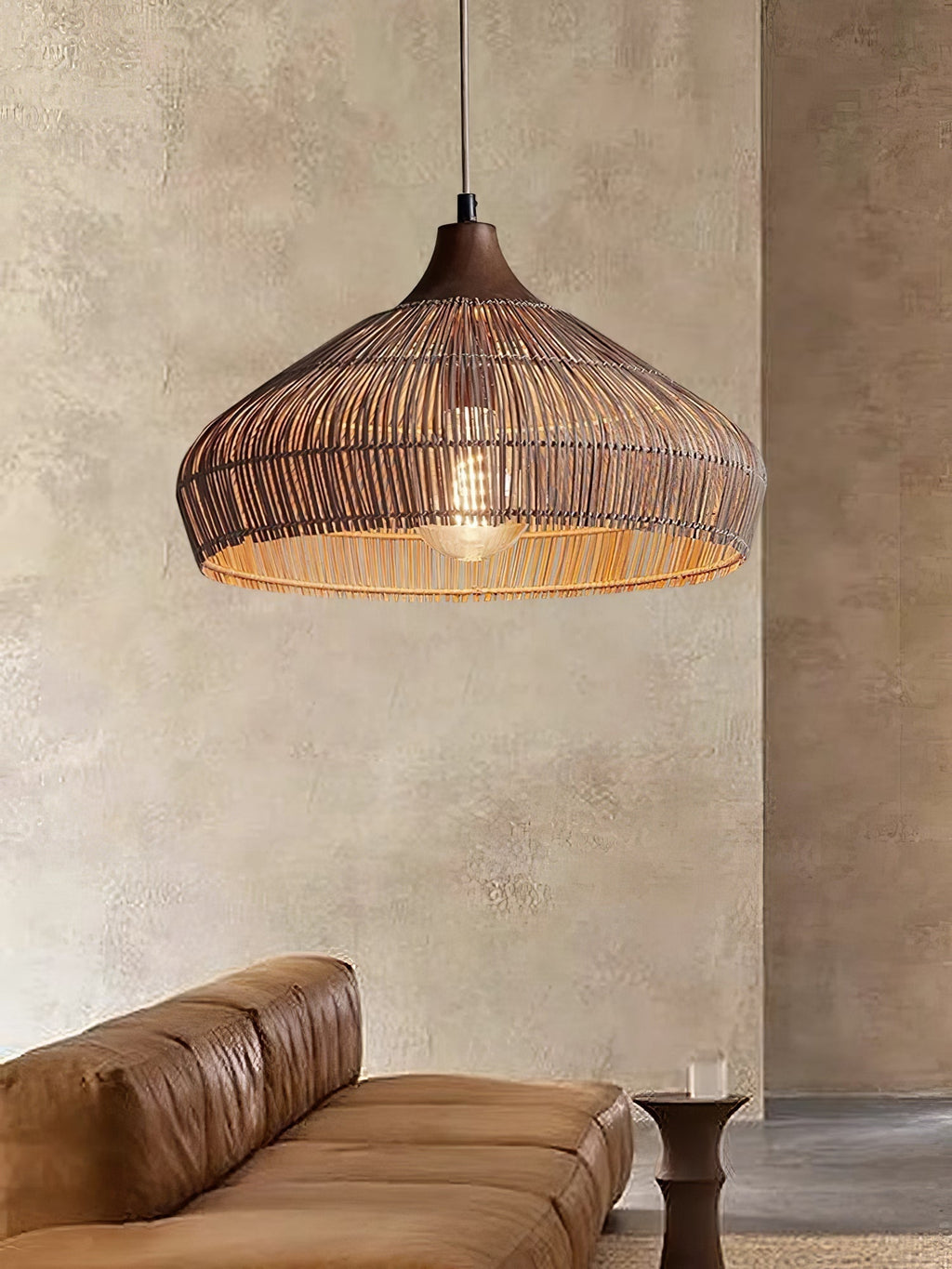 Woven Rattan Pendant Light Fixture for Ambient Indoor Lighting