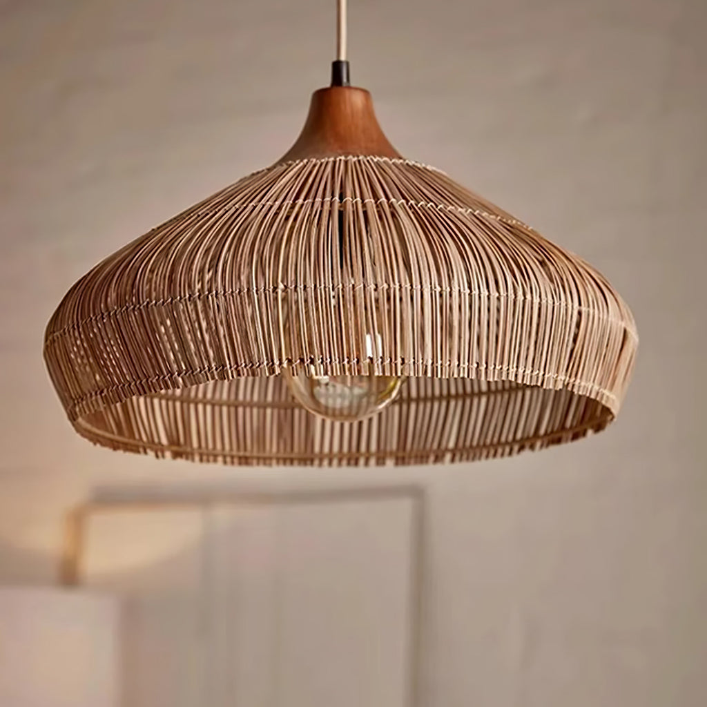 Woven Rattan Pendant Light Fixture for Ambient Indoor Lighting