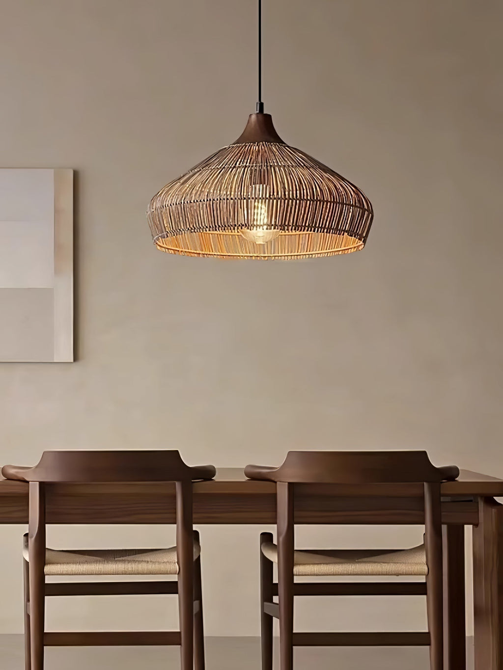 Woven Rattan Pendant Light Fixture for Ambient Indoor Lighting